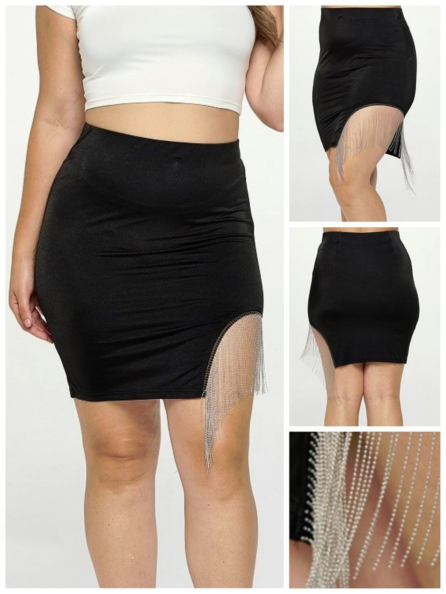 PLUS Knit Skirt w/ Chain Detail