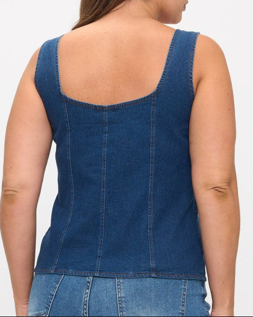 PLUS Denim Square Neck Tank