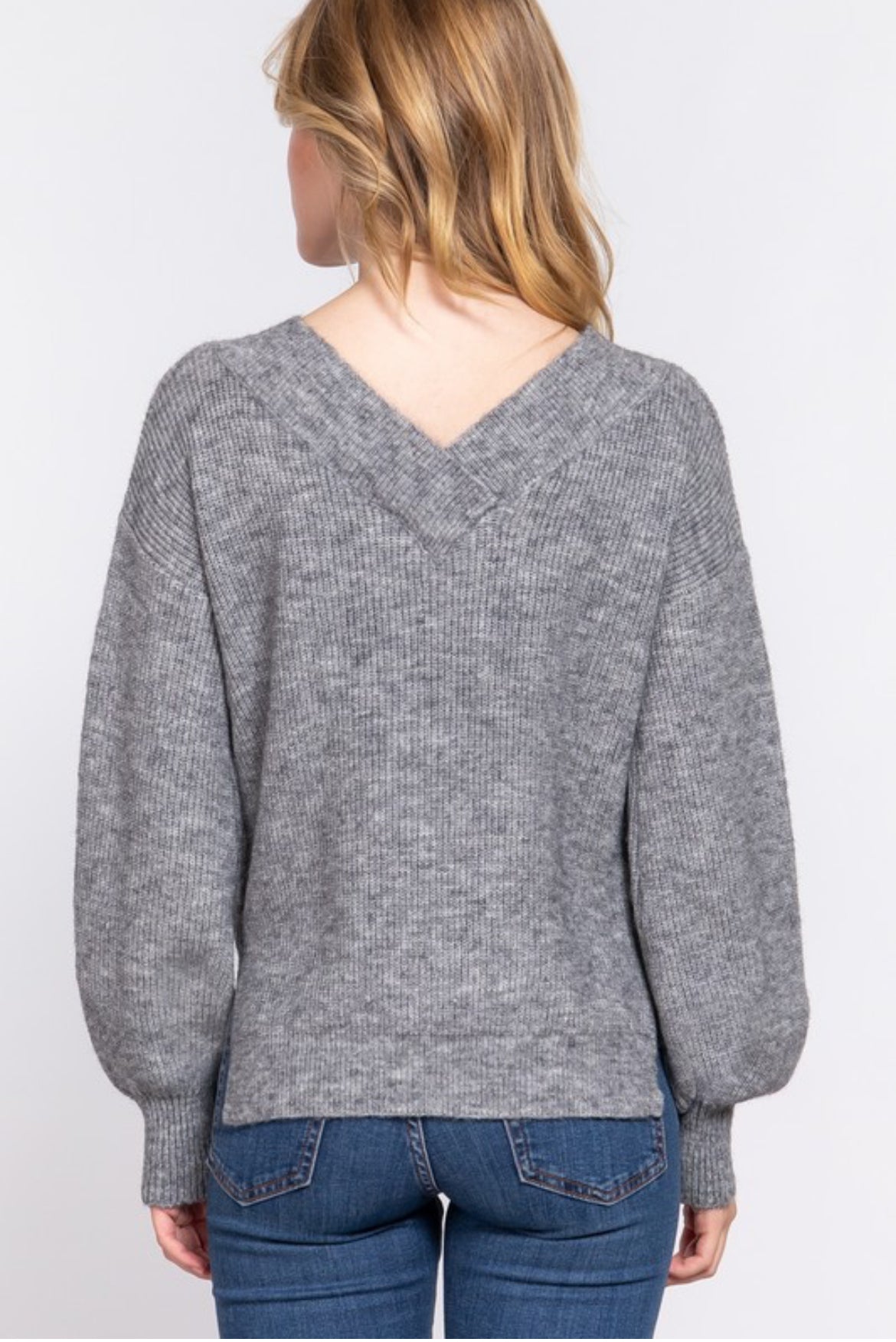Long Sleeve Double V-Neck Sweater