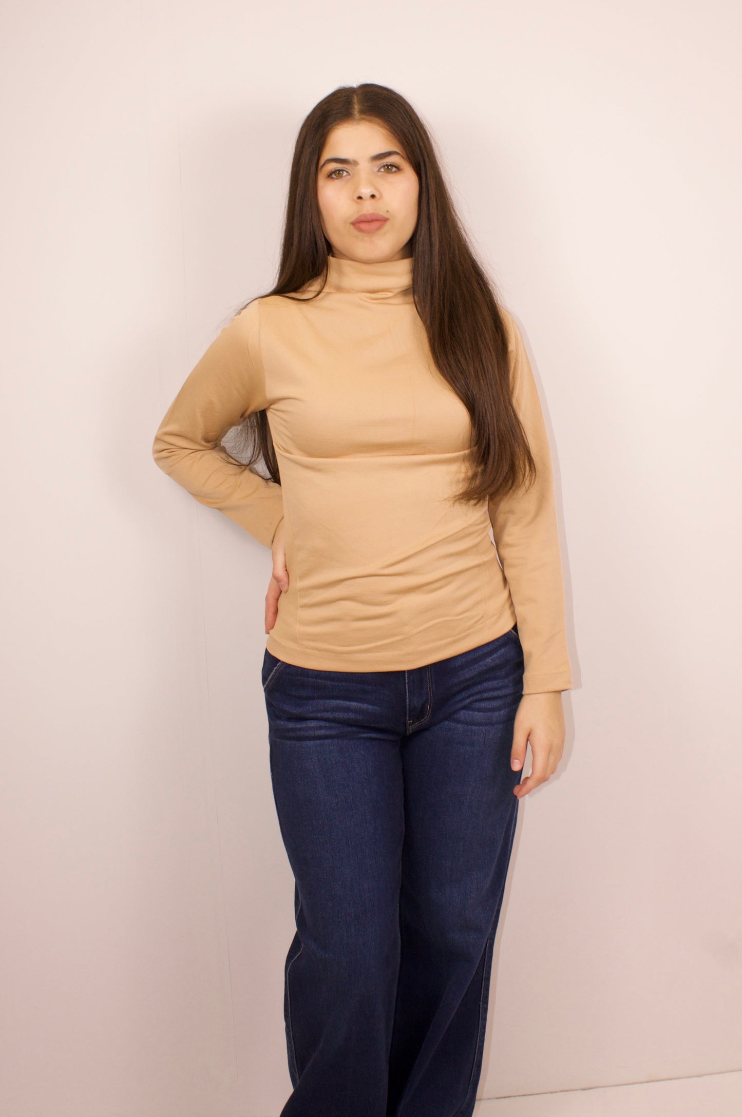 FLEECE MOCK NECK LONG SLEEVE TOP