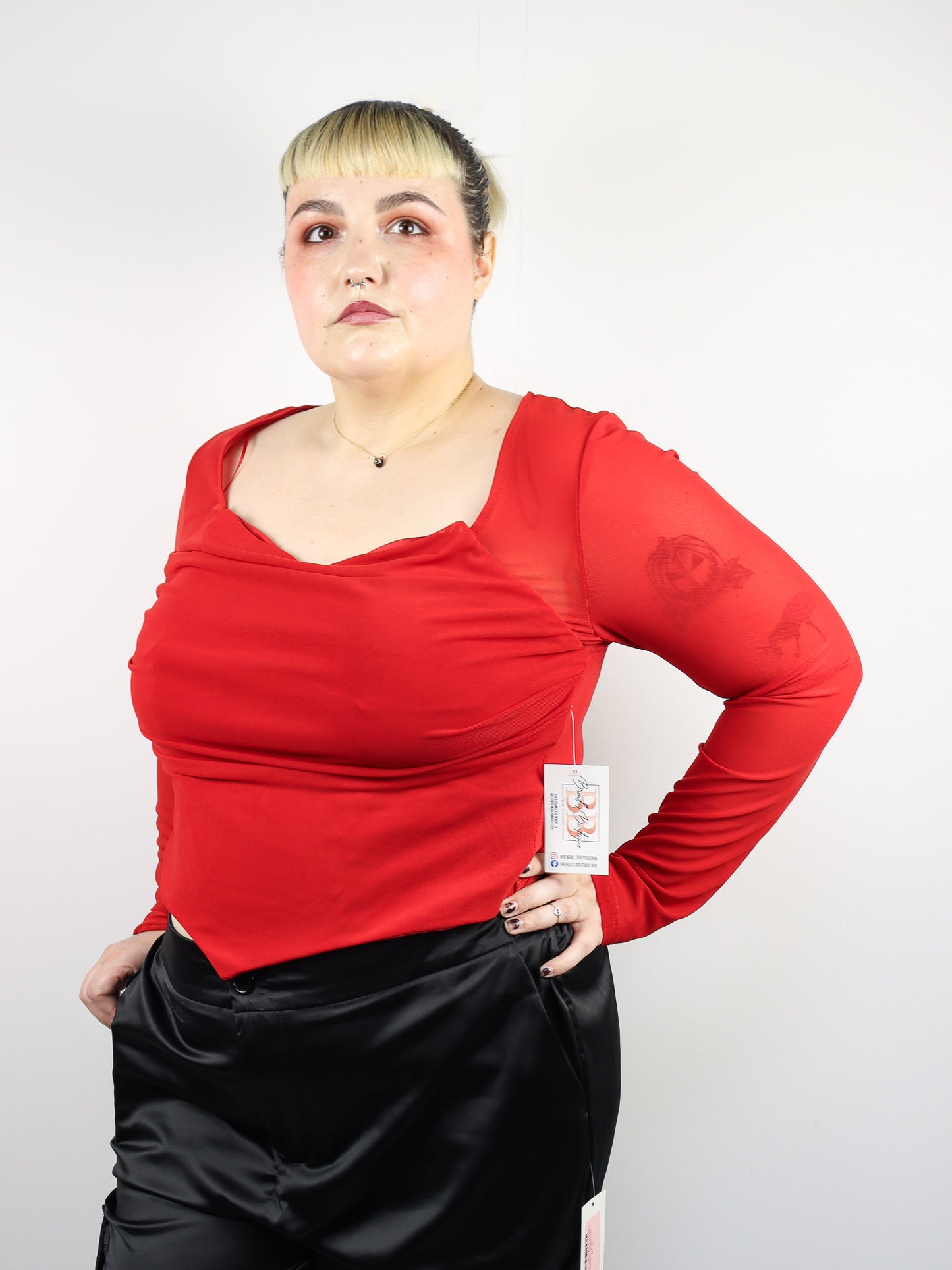 Sheer Cropped Long Sleeve Top