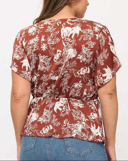 PLUS Flutter Sleeve Satin Top
