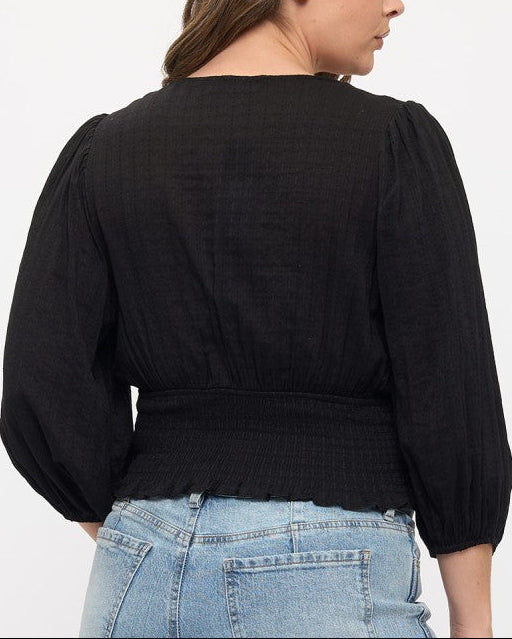 PLUS Deep V Crochet Lace Top