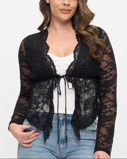Ruffled Laced Cardigan