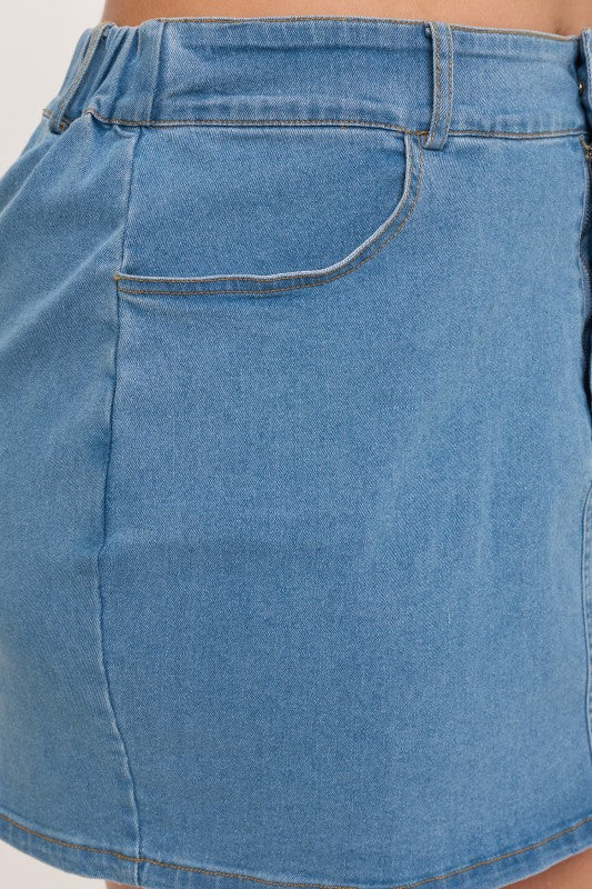 PLUS Denim Mini Skirt