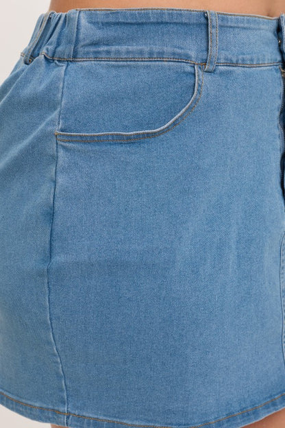 PLUS Denim Mini Skirt
