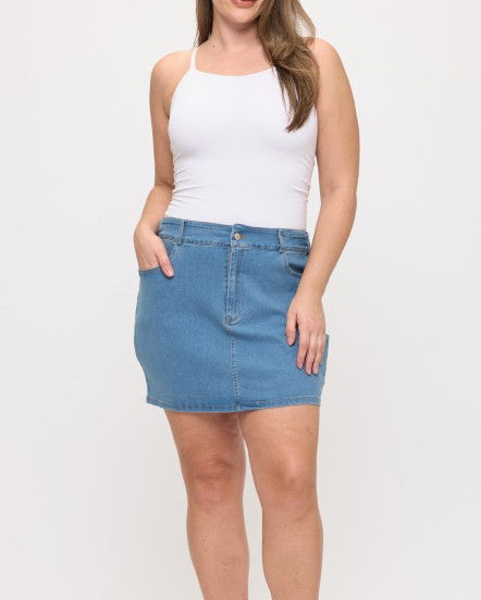PLUS Denim Mini Skirt