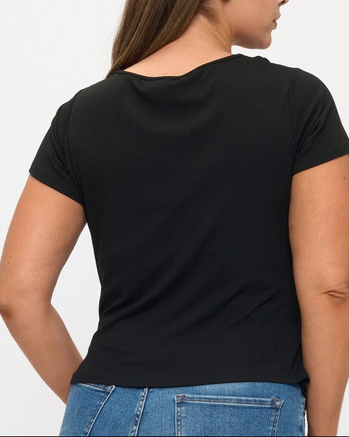 PLUS Asymmetric Cowl Neck Top
