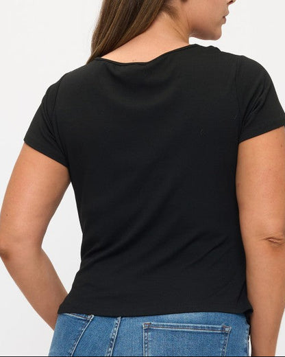 PLUS Asymmetric Cowl Neck Top