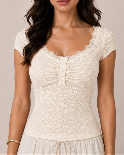 Scoop Neck Lace Crop Top
