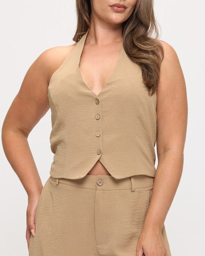 PLUS Button Up Halter Top