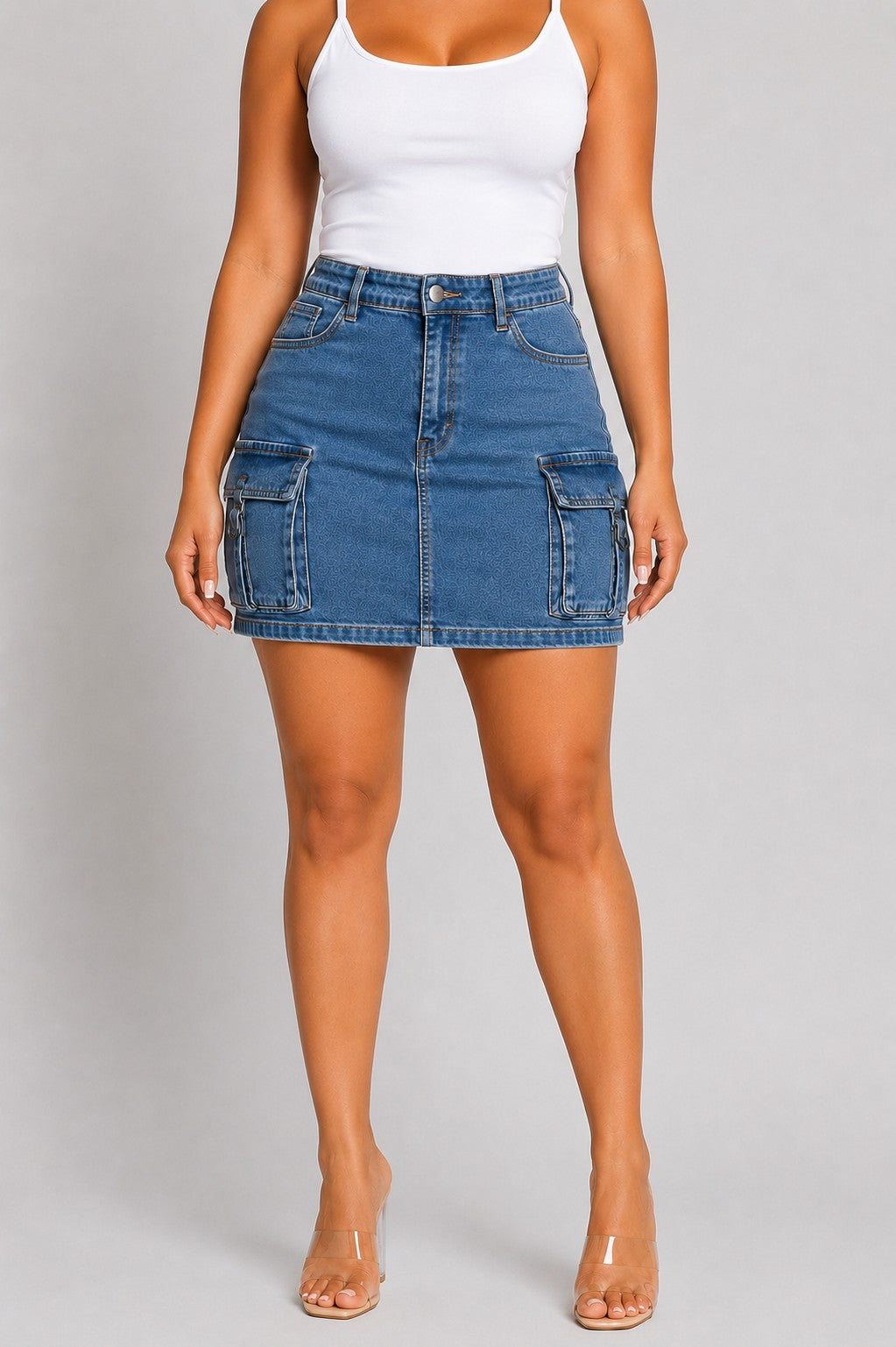 Cargo Denim Mini Skirt