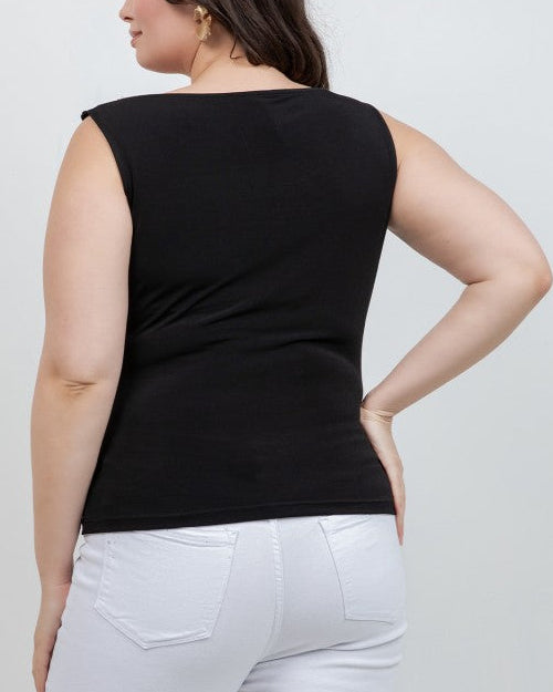 PLUS Asymmetrical Boat Neck Top