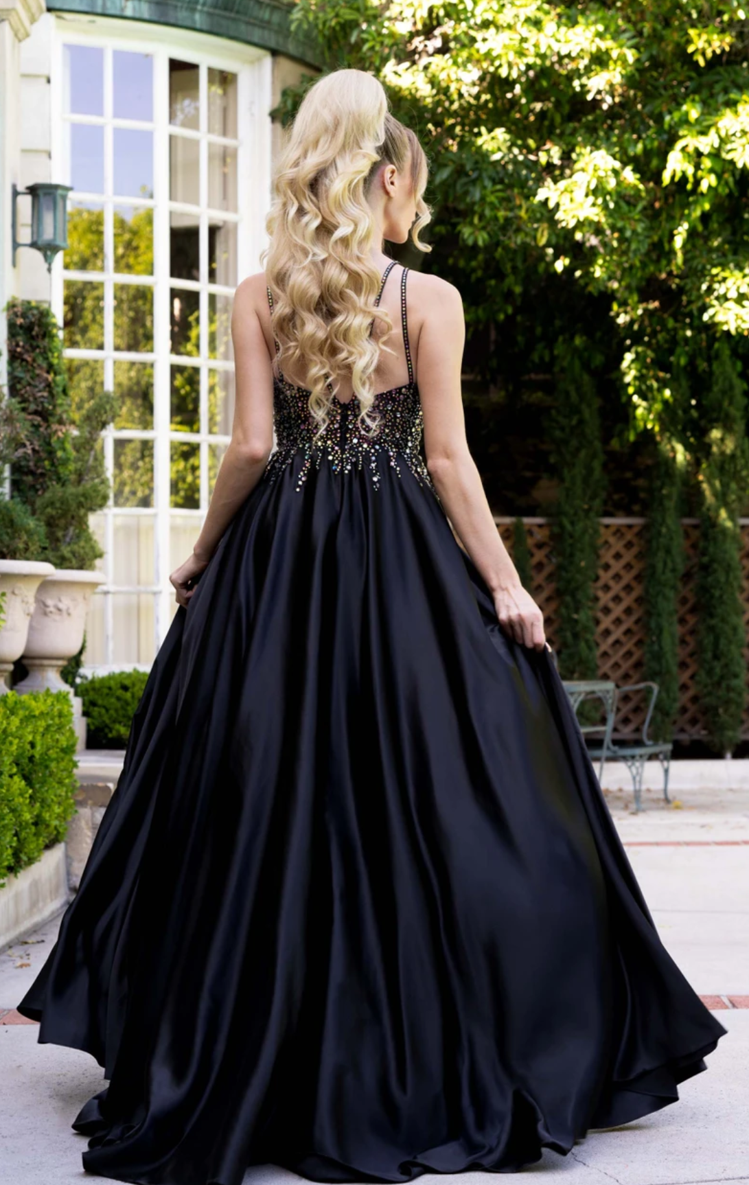 LE 8331+ Jeweled V Neck Gown