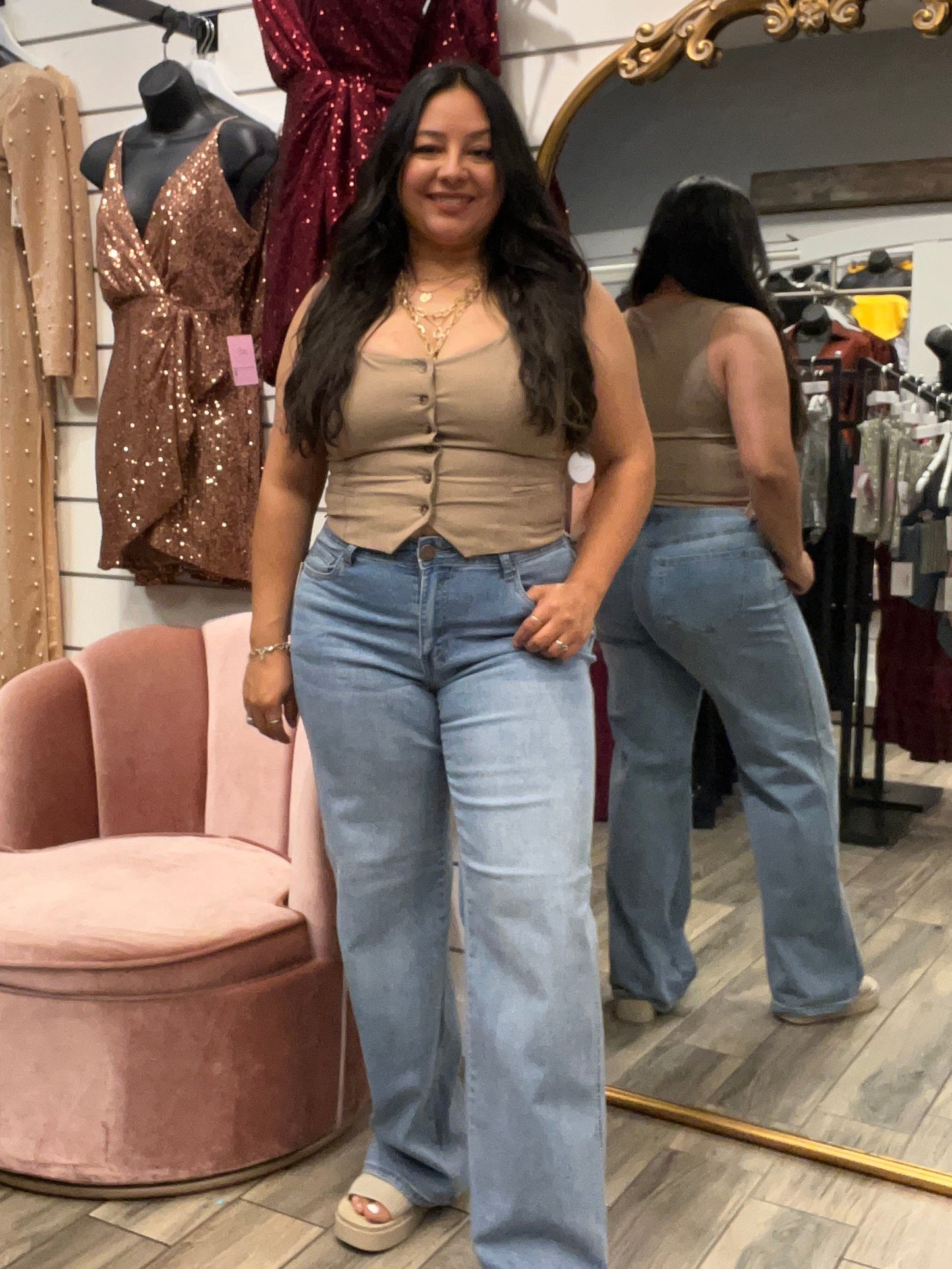 Iris Button Up Vest Top