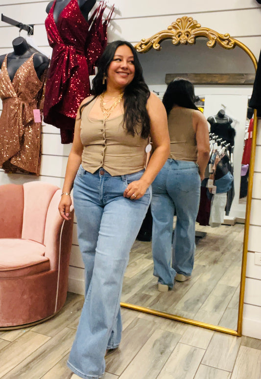 Light Sand Wash Wide Jeans RS1009