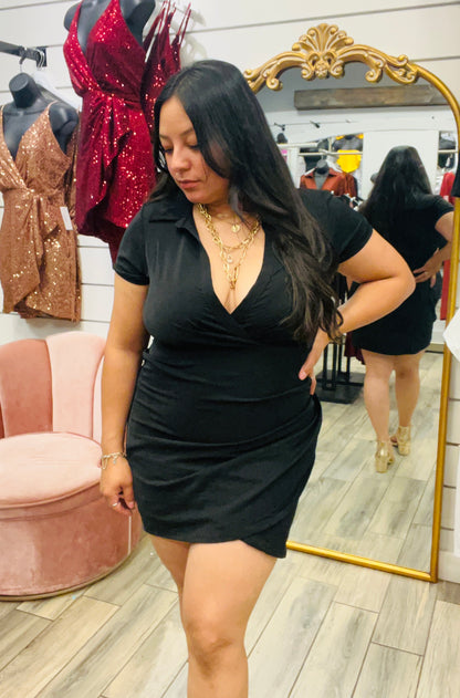 Black Elegant Collared Dress