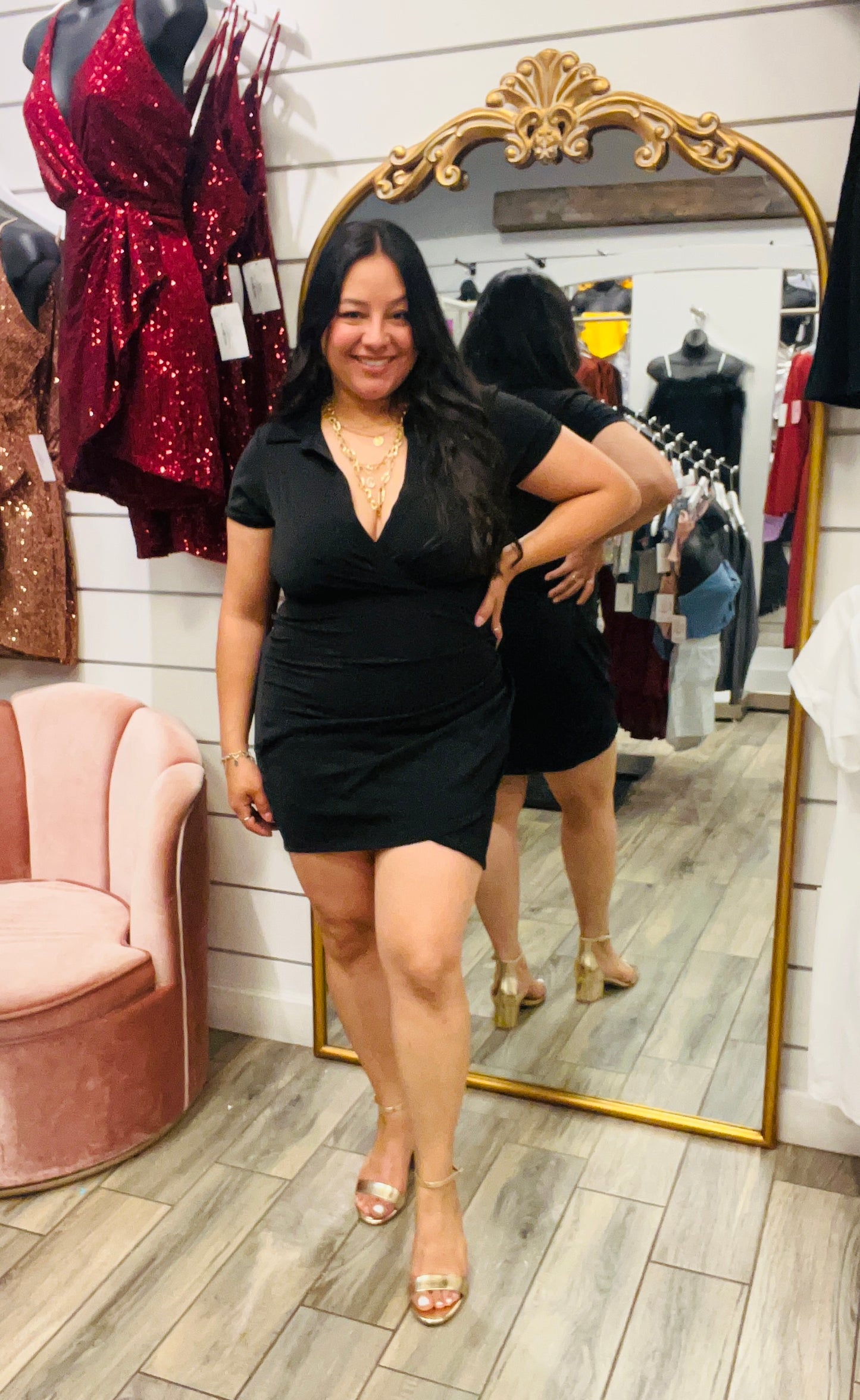 Black Elegant Collared Dress