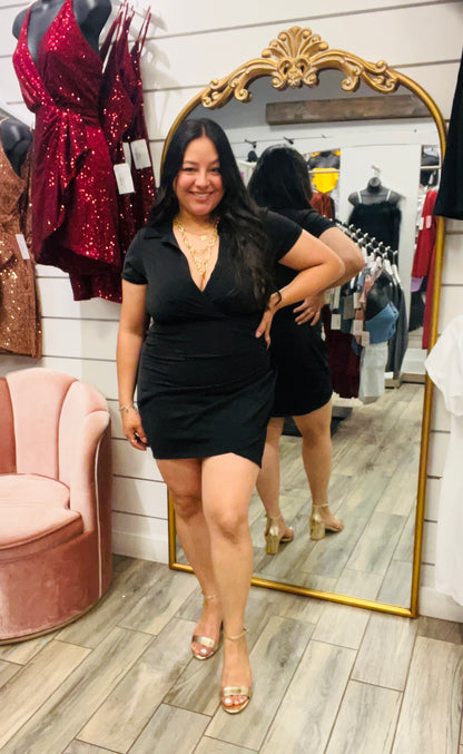 Black Elegant Collared Dress