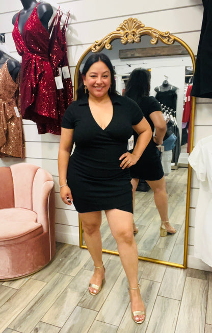 Black Casual Collared Dress