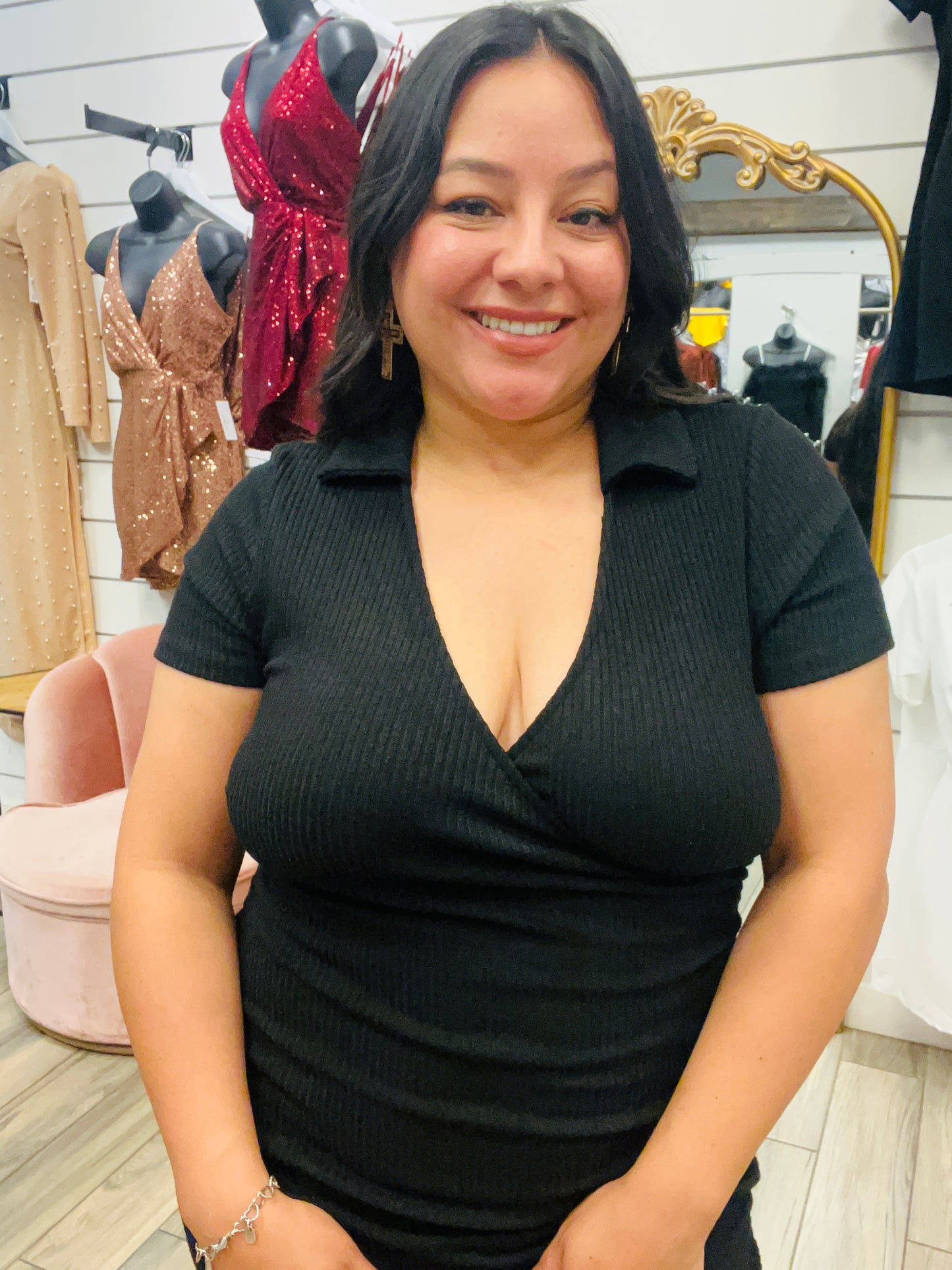 Black Casual Collared Dress