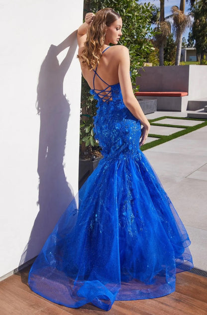 CM328 Floral Applique Mermaid Gown