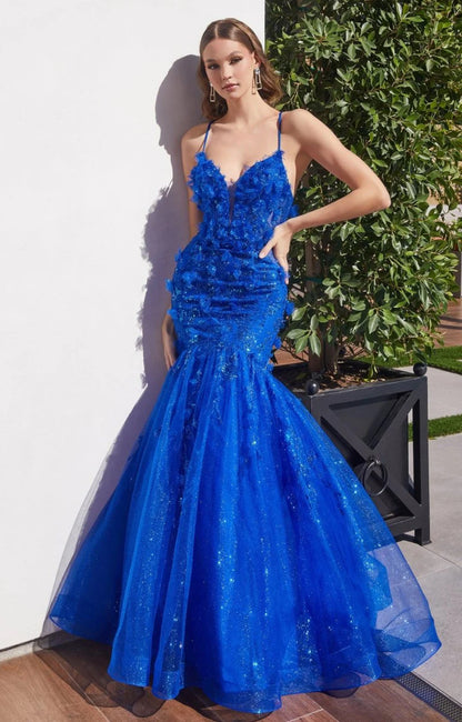 CM328 Floral Applique Mermaid Gown
