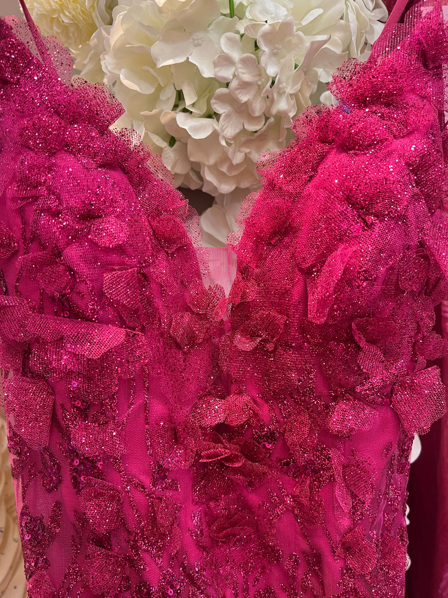 CM328 Floral Applique Mermaid Gown