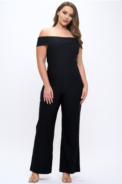 Plus Black Off The Shoulder Jumpsuit