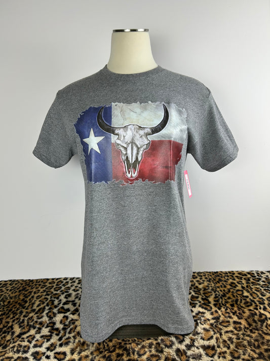 Unisex Longhorn Texas Flag Grey T-shirt