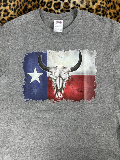 Unisex Longhorn Texas Flag Grey T-shirt