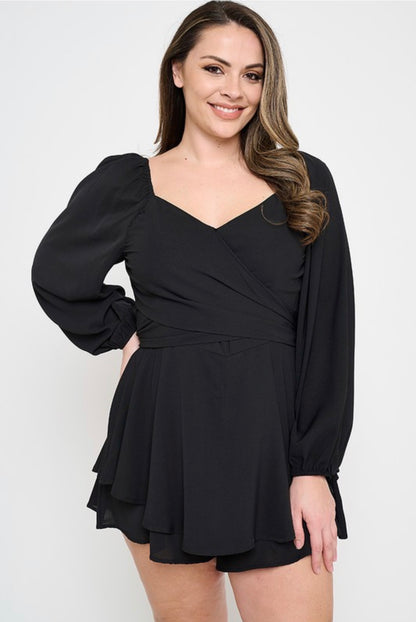 Long Sleeve Wrap Romper