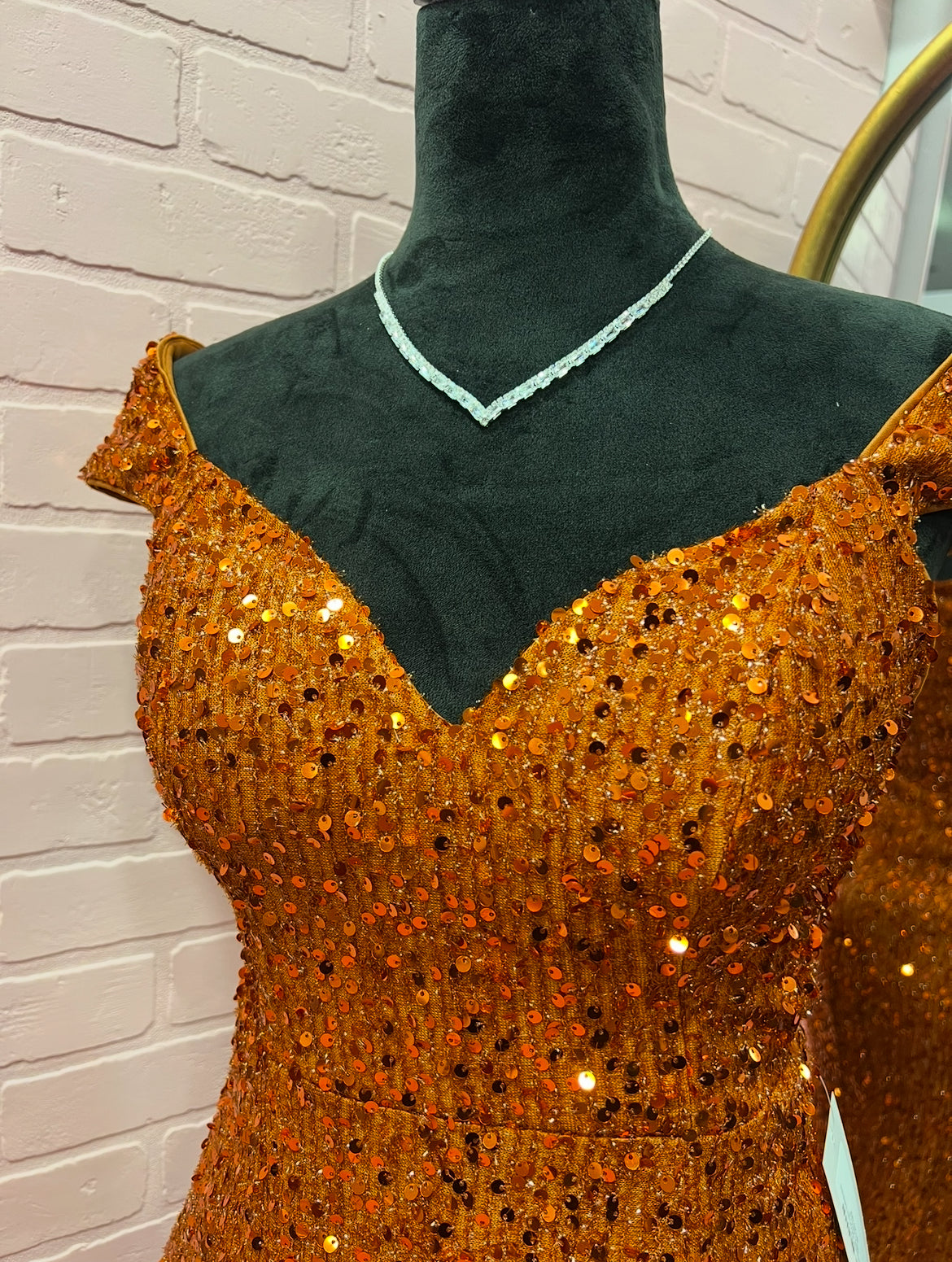 NR MF21442 Rust Sequin Gown