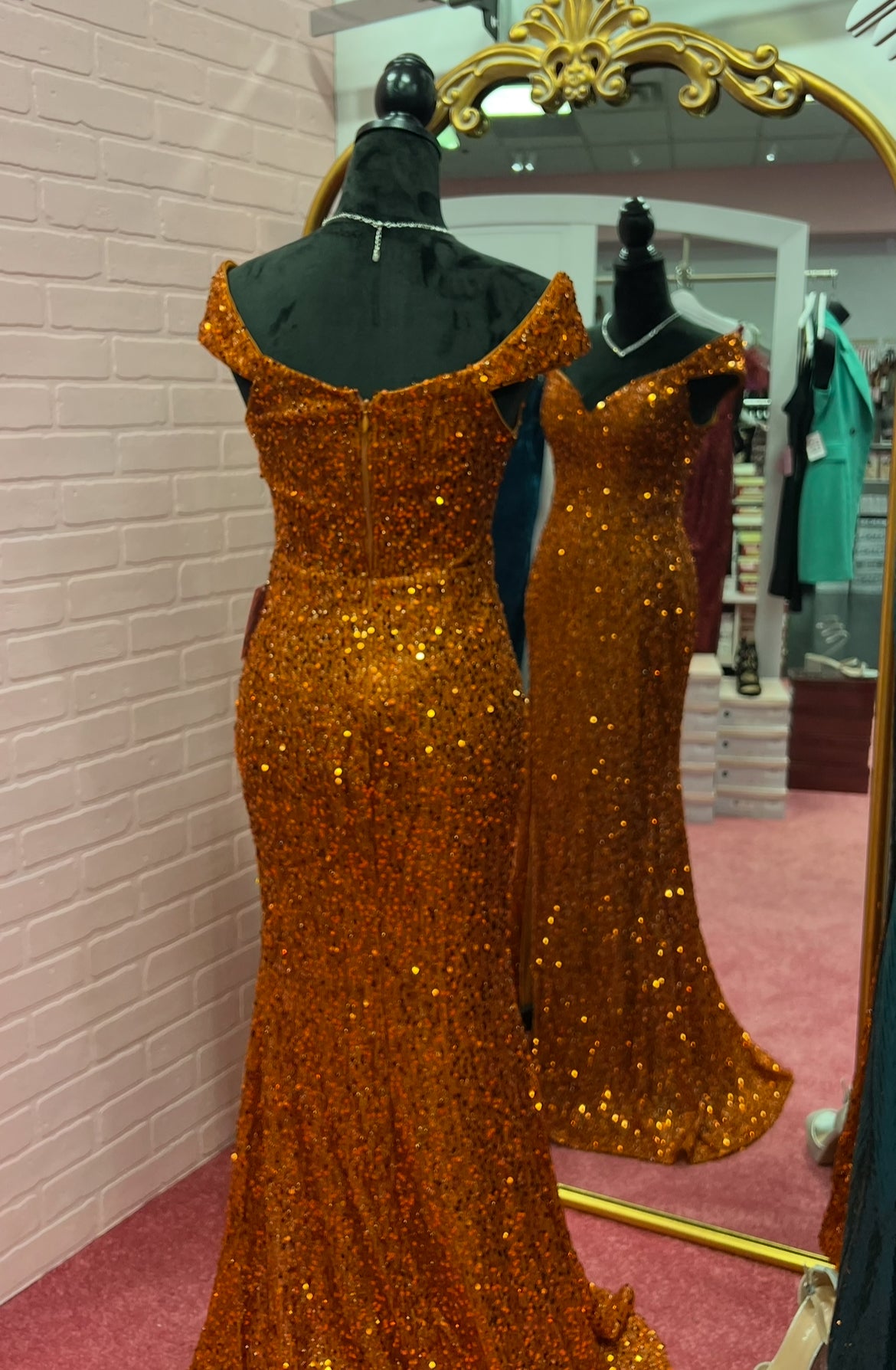NR MF21442 Rust Sequin Gown