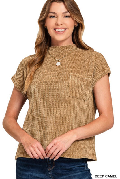 Waffle Short Sleeve Sweater