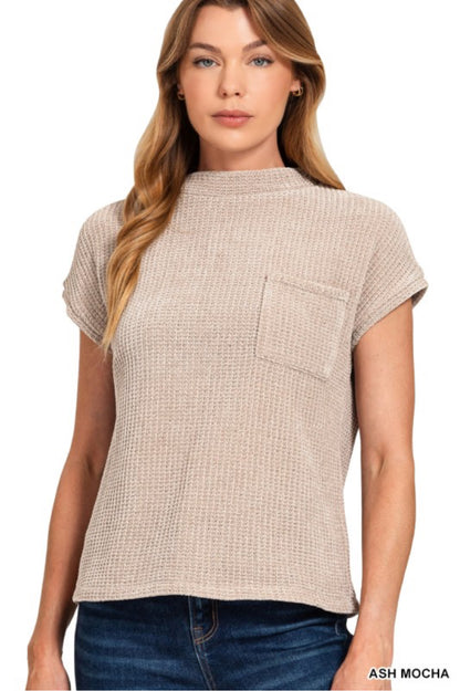 Waffle Short Sleeve Sweater