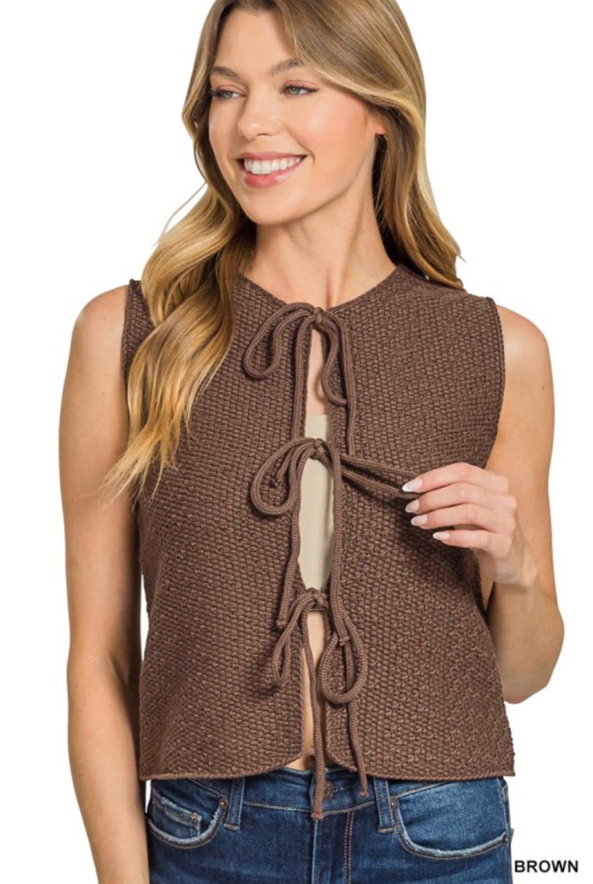 Tie Front Sweater Vest