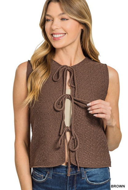 Tie Front Sweater Vest