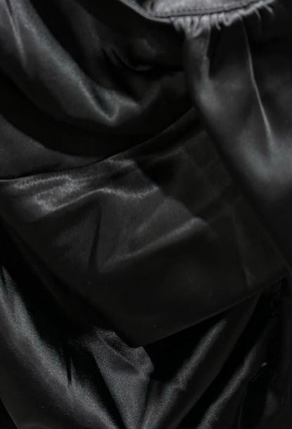 Black One Shoulder Satin Top