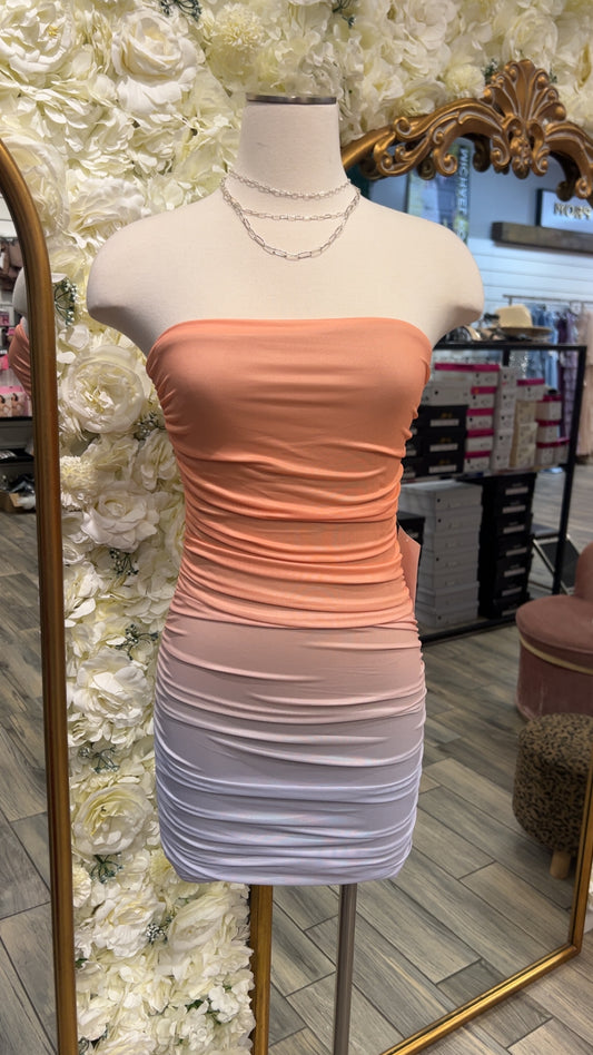 Sunset Strapless Mini Dress