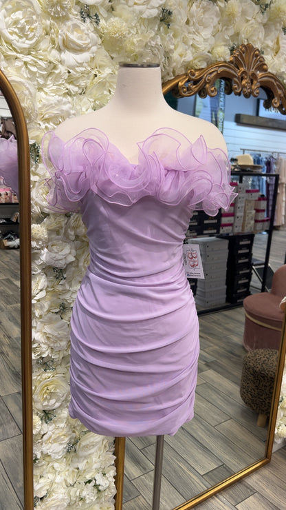 Lavender Ruffle Mini Dress