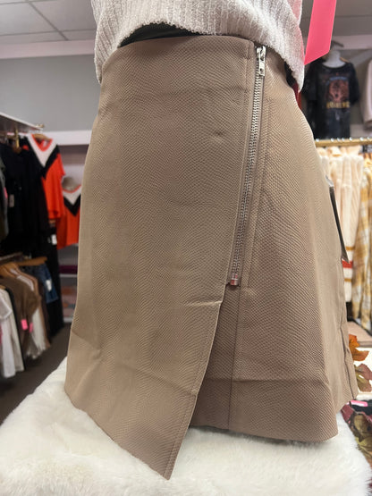 Faux Leather Skirt w/ Front Zipper