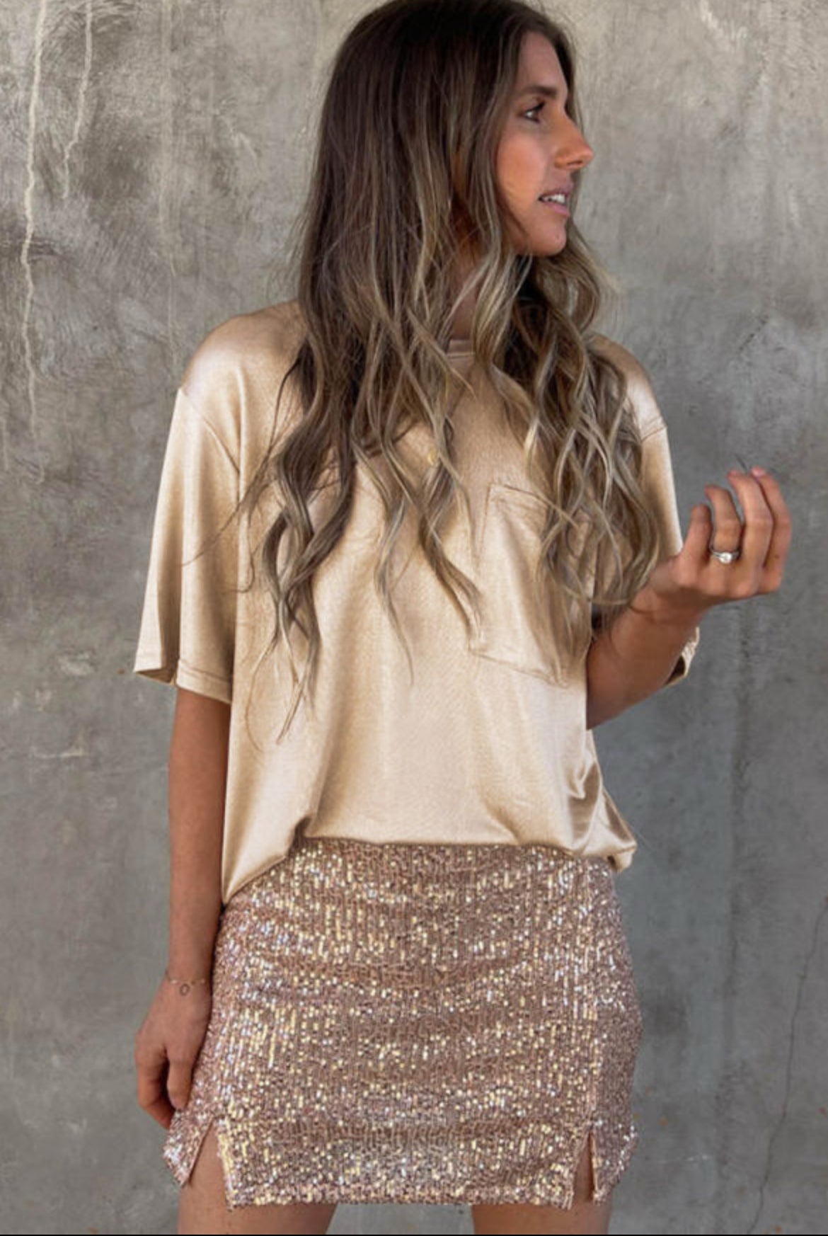 Apricot Chest Pocket Loose Fit Tee