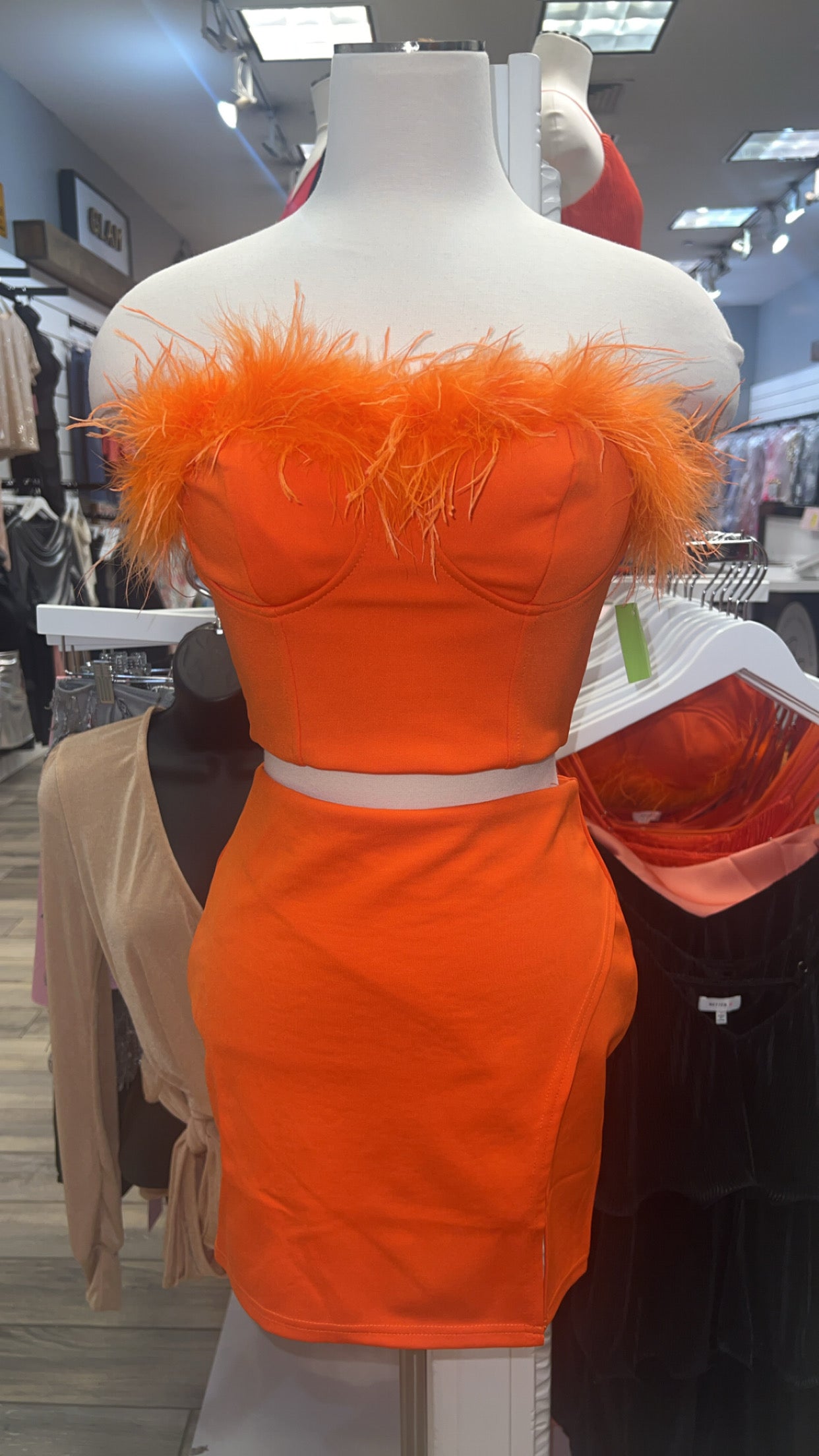 Orange Feather 2 Piece Set