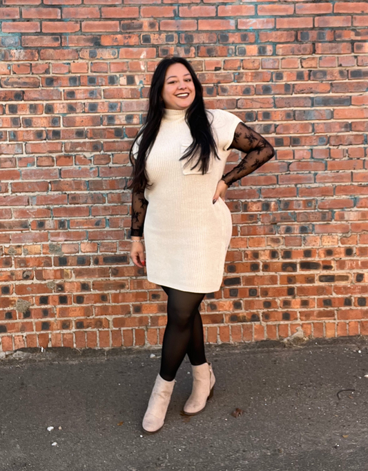 Z Mock Neck Knit Sweater Dress