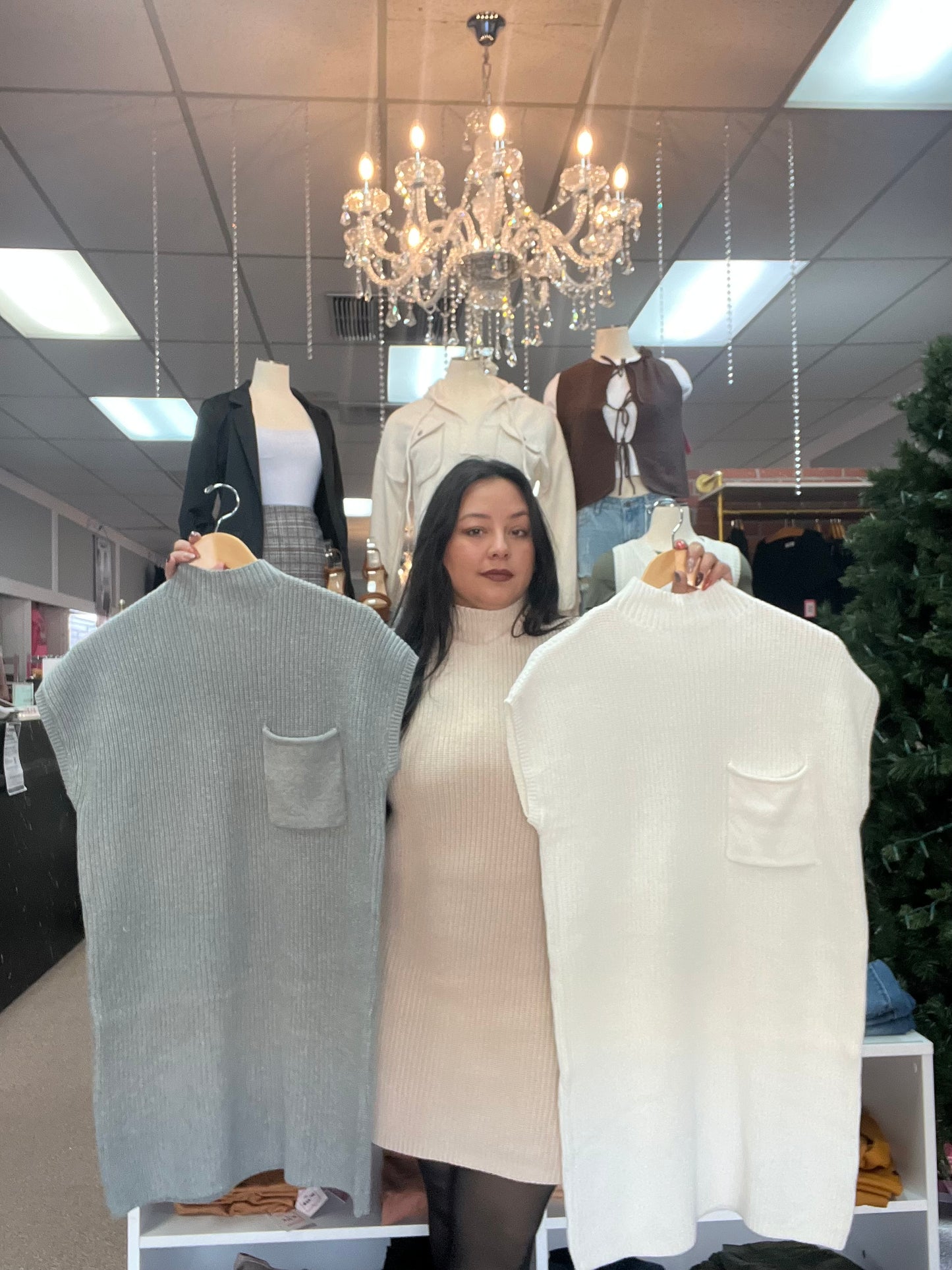 Z Mock Neck Knit Sweater Dress