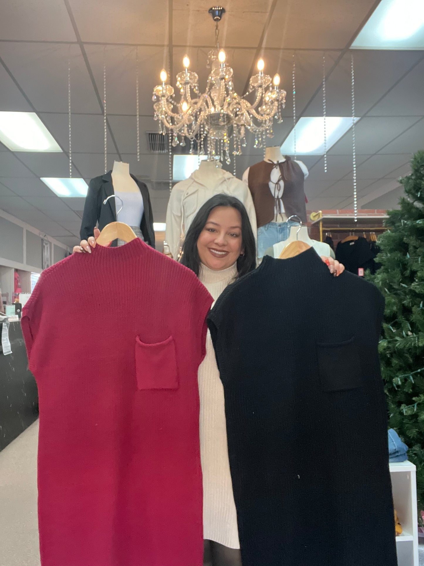 Z Mock Neck Knit Sweater Dress