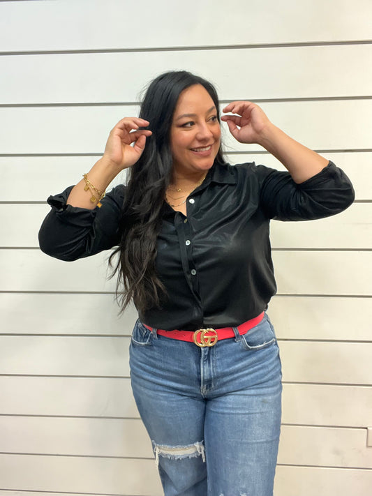 Black Button Blouse