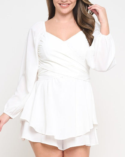 PLUS Long Sleeve Wrap Romper