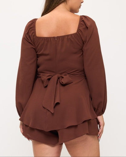 PLUS Long Sleeve Wrap Romper